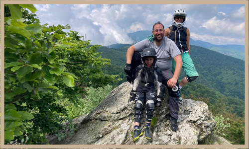 Family on rock